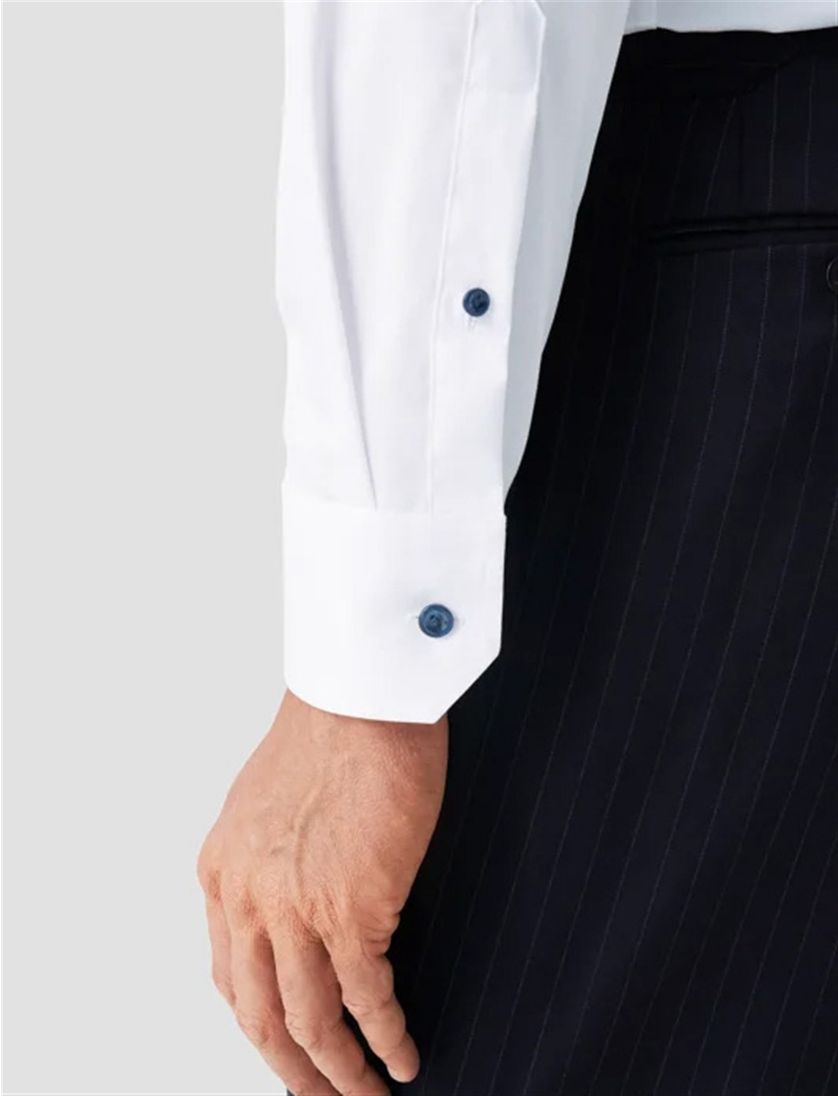 Katoenen Eton overhemd effen wit slim fit Signature Twill
