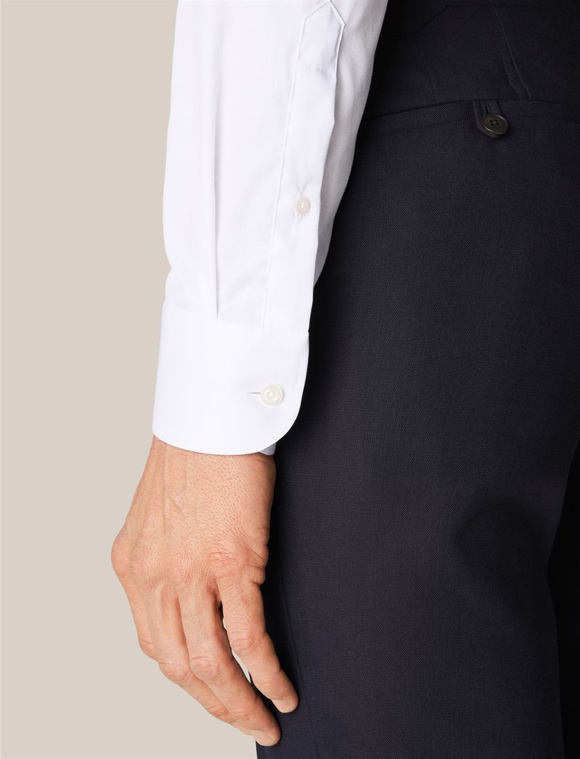 Katoenen Eton overhemd effen wit slim fit
