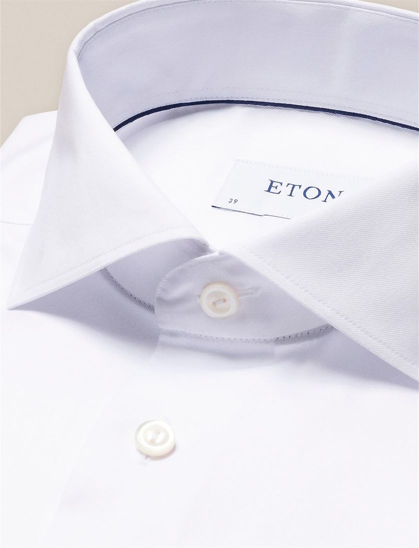 Katoenen Eton overhemd effen wit slim fit