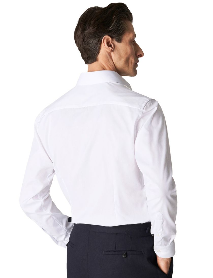 Katoenen Eton overhemd effen wit slim fit