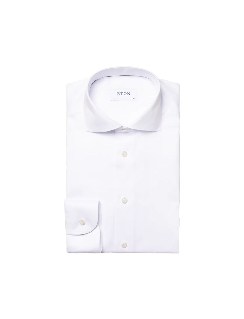 Overhemd Eton signature twill contemporary fit wit katoen