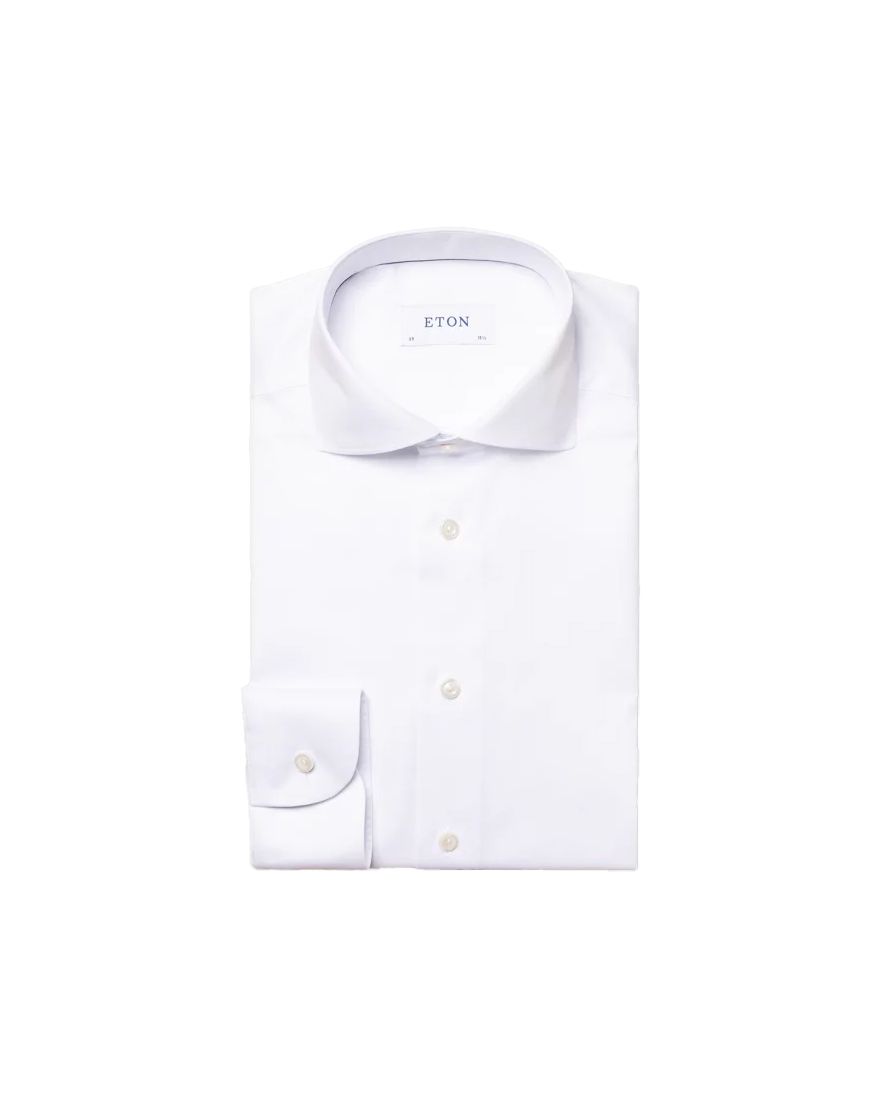 Wit Eton overhemd contemporary fit signature twill katoen