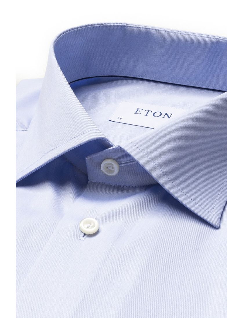 Katoenen Eton overhemd lichtblauw french cuff contemporary fit