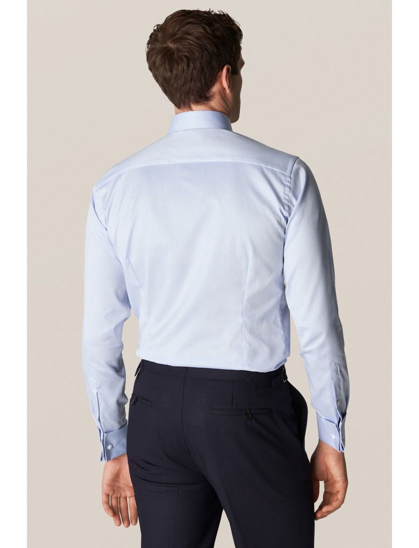 Katoenen Eton overhemd lichtblauw french cuff contemporary fit