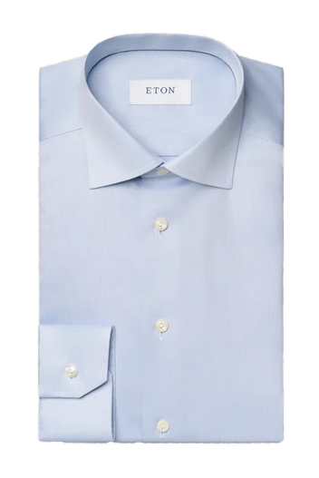 Eton Lichtblauw Eton signature twill overhemd contemporary fit katoen