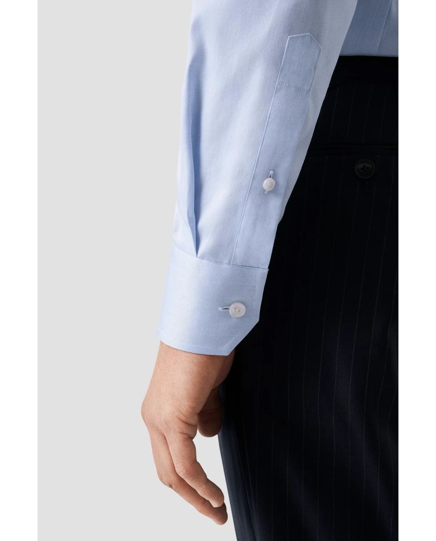 Lichtblauw Eton signature twill overhemd contemporary fit katoen