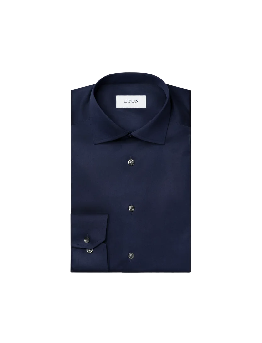 Eton overhemd contemporary fit navy signature twill katoen