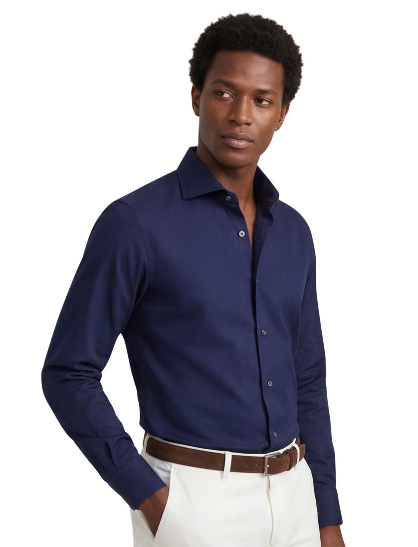 Eton overhemd contemporary fit navy signature twill katoen