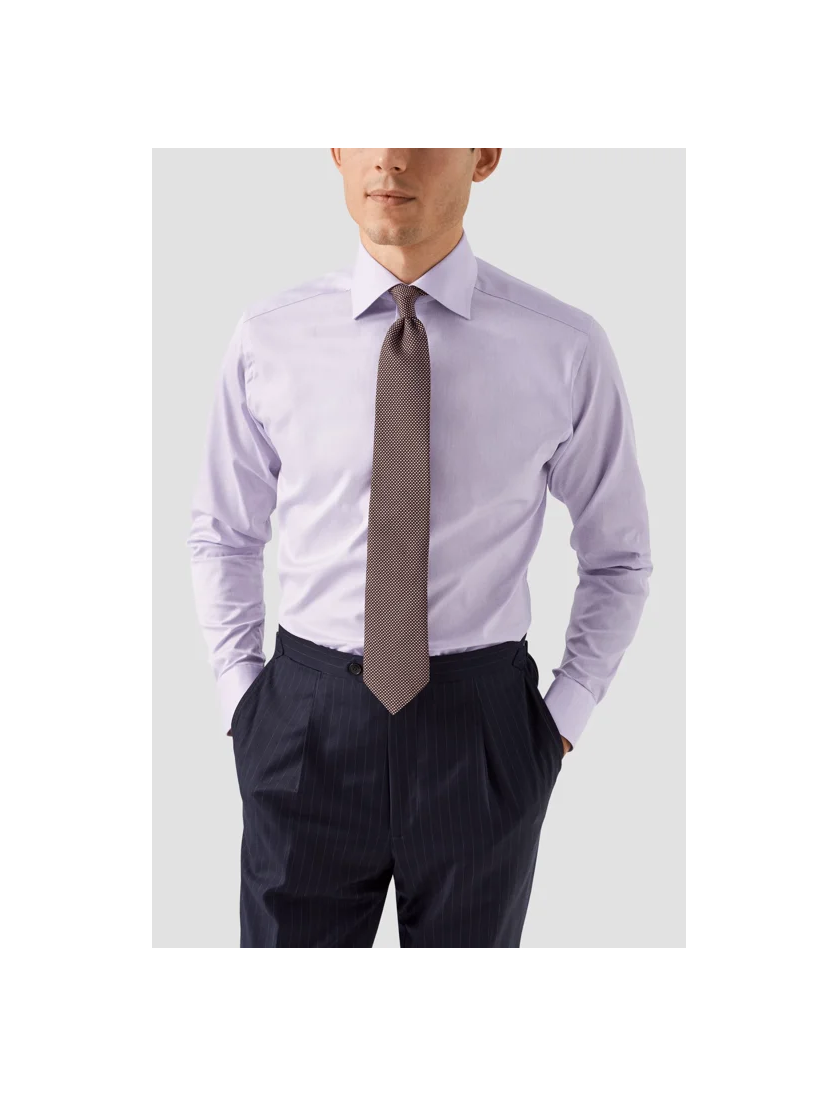 Signature twill Eton overhemd contemporary fit lichtpaars