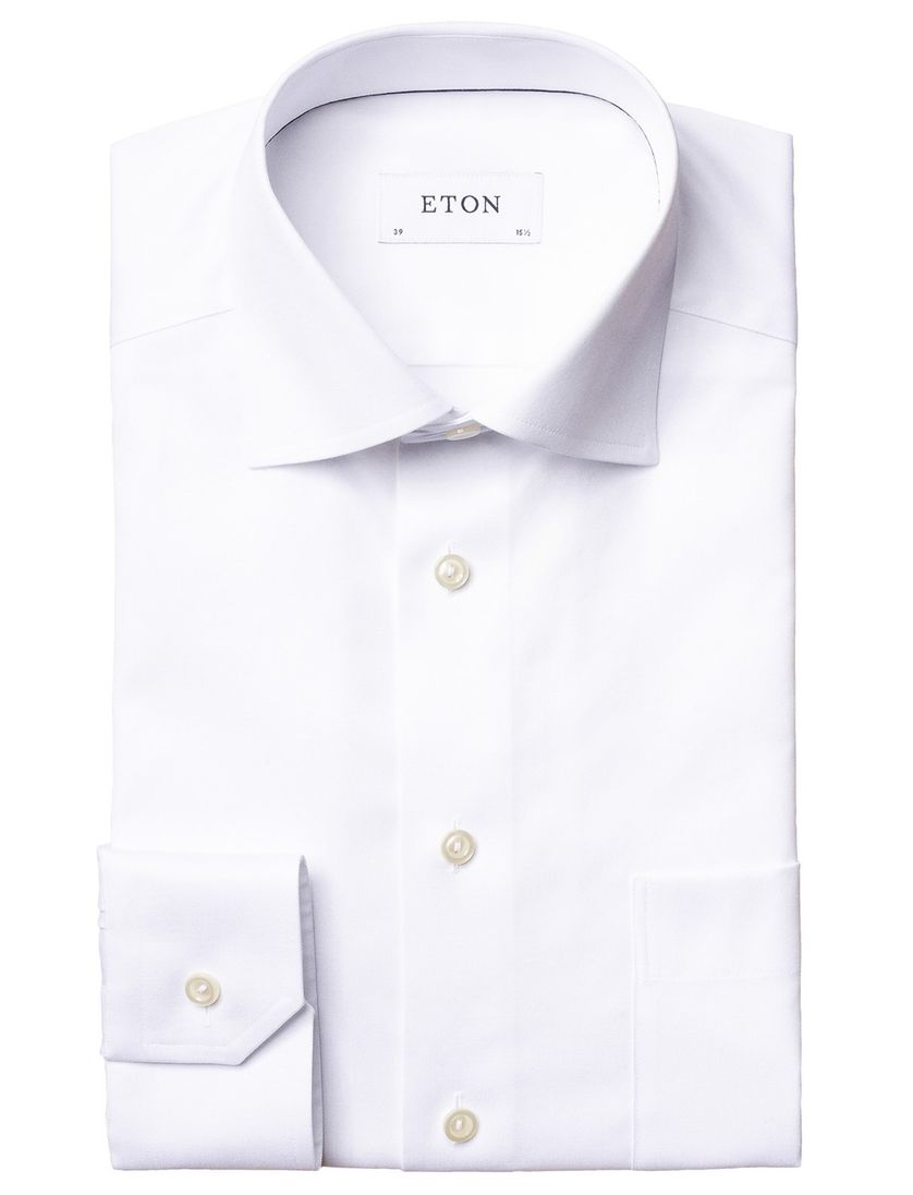 Eton business overhemd Signature Twill Classic Fit wit effen