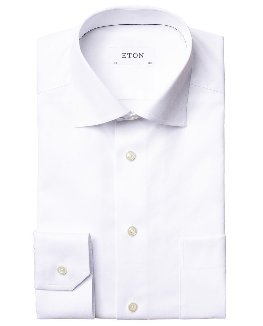 Eton business overhemd Signature Twill Classic Fit wit effen