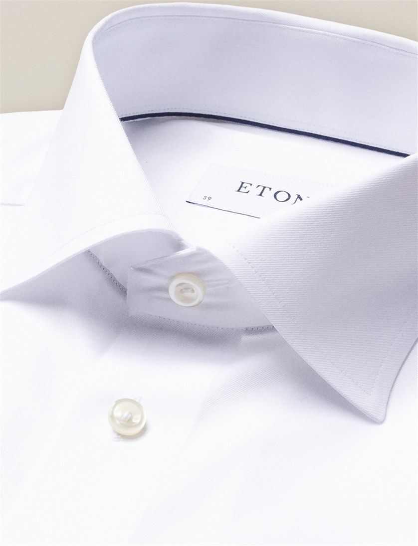Eton business overhemd Signature Twill Classic Fit wit effen