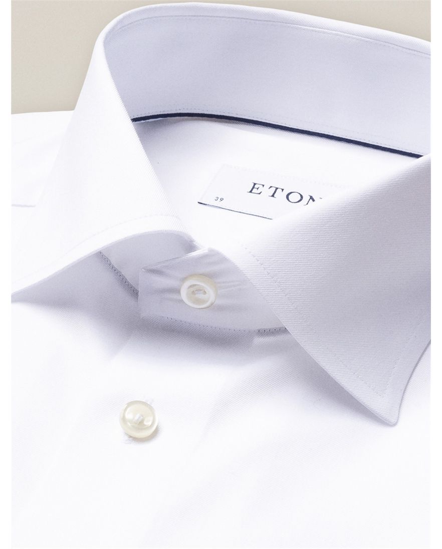 Eton business overhemd Signature Twill Classic Fit wit effen