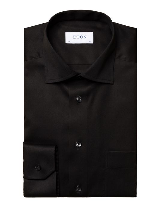 Eton business Twill overhemd Classic Fit zwart effen