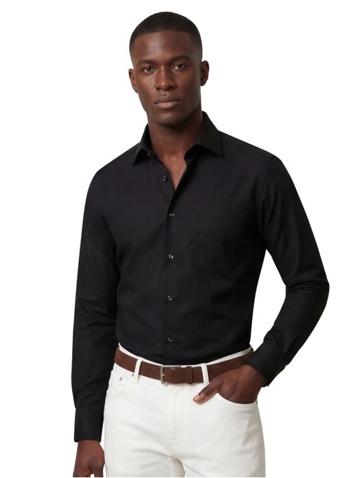 Eton business Twill overhemd Classic Fit zwart effen