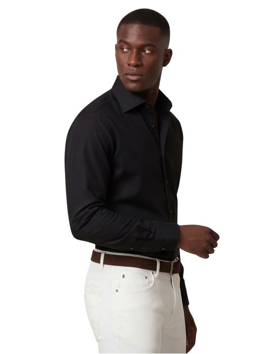 Eton business Twill overhemd Classic Fit zwart effen