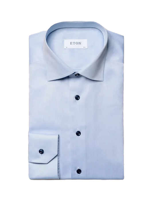 Eton overhemd lichtblauw wide spread effen