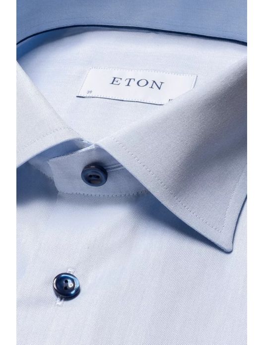 Eton overhemd lichtblauw wide spread effen