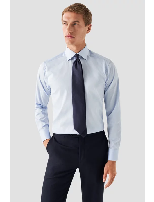 Eton overhemd lichtblauw wide spread effen