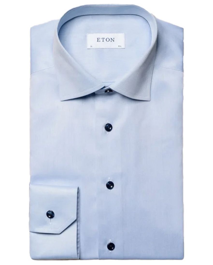 Eton katoenen overhemd effen lichtblauw slim fit