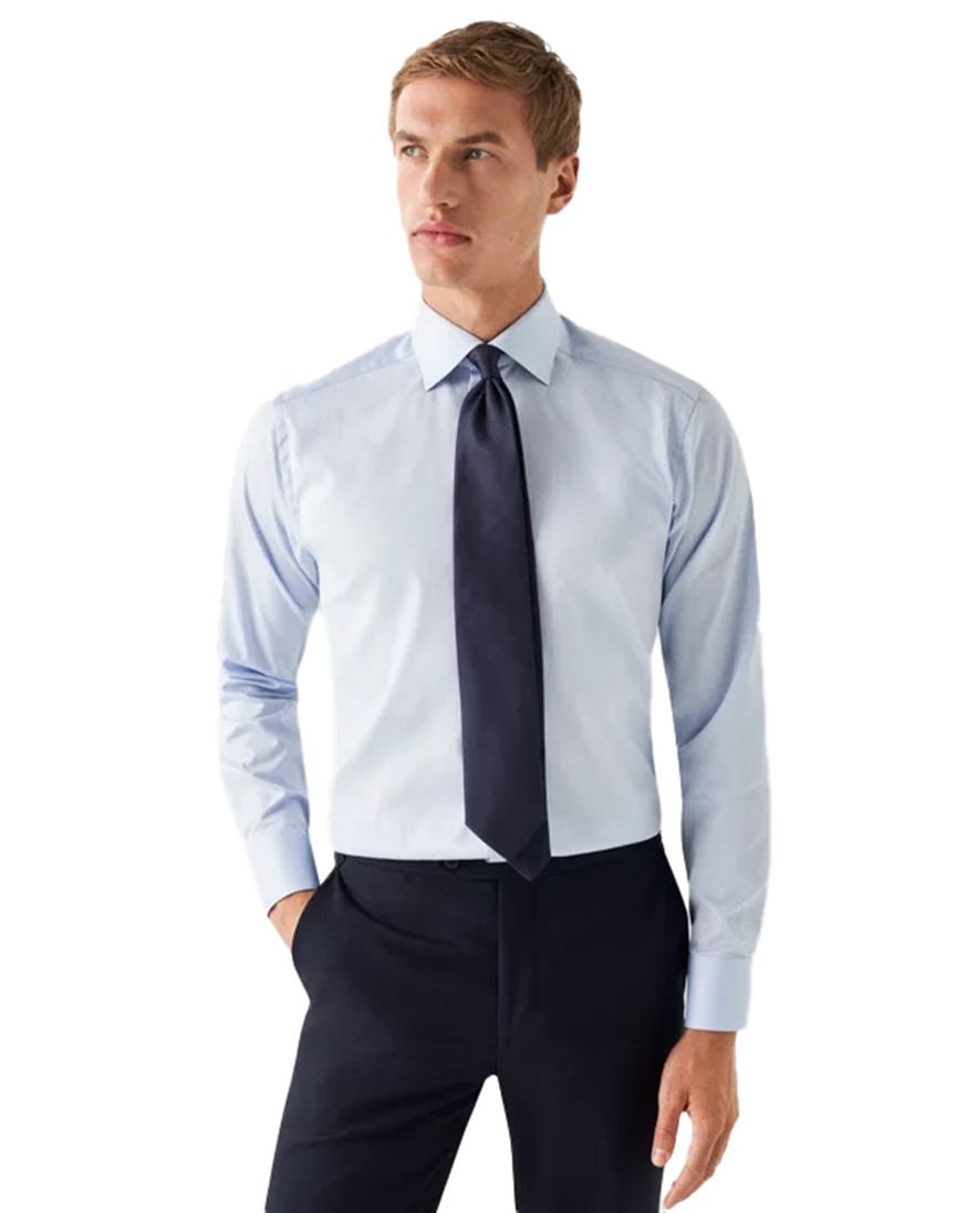Eton katoenen overhemd effen lichtblauw slim fit