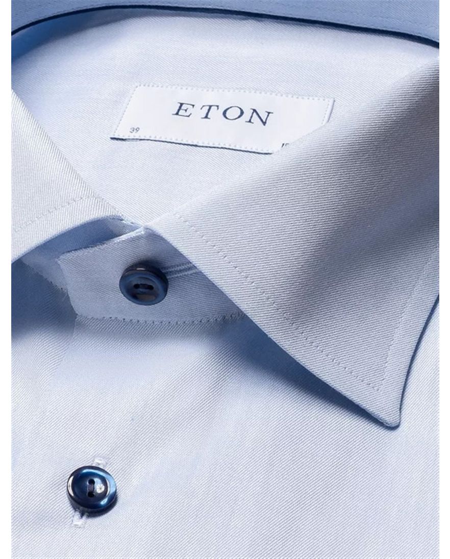 Eton katoenen overhemd effen lichtblauw slim fit