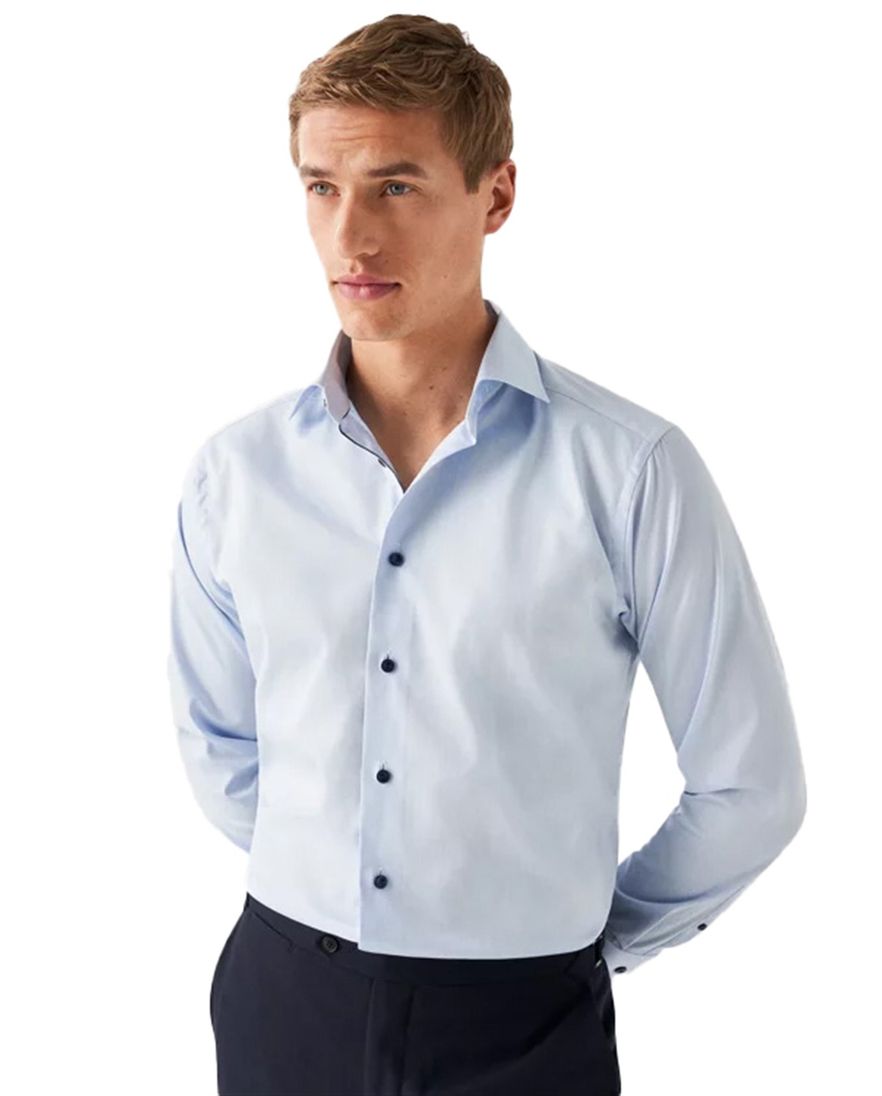 Eton katoenen overhemd effen lichtblauw slim fit