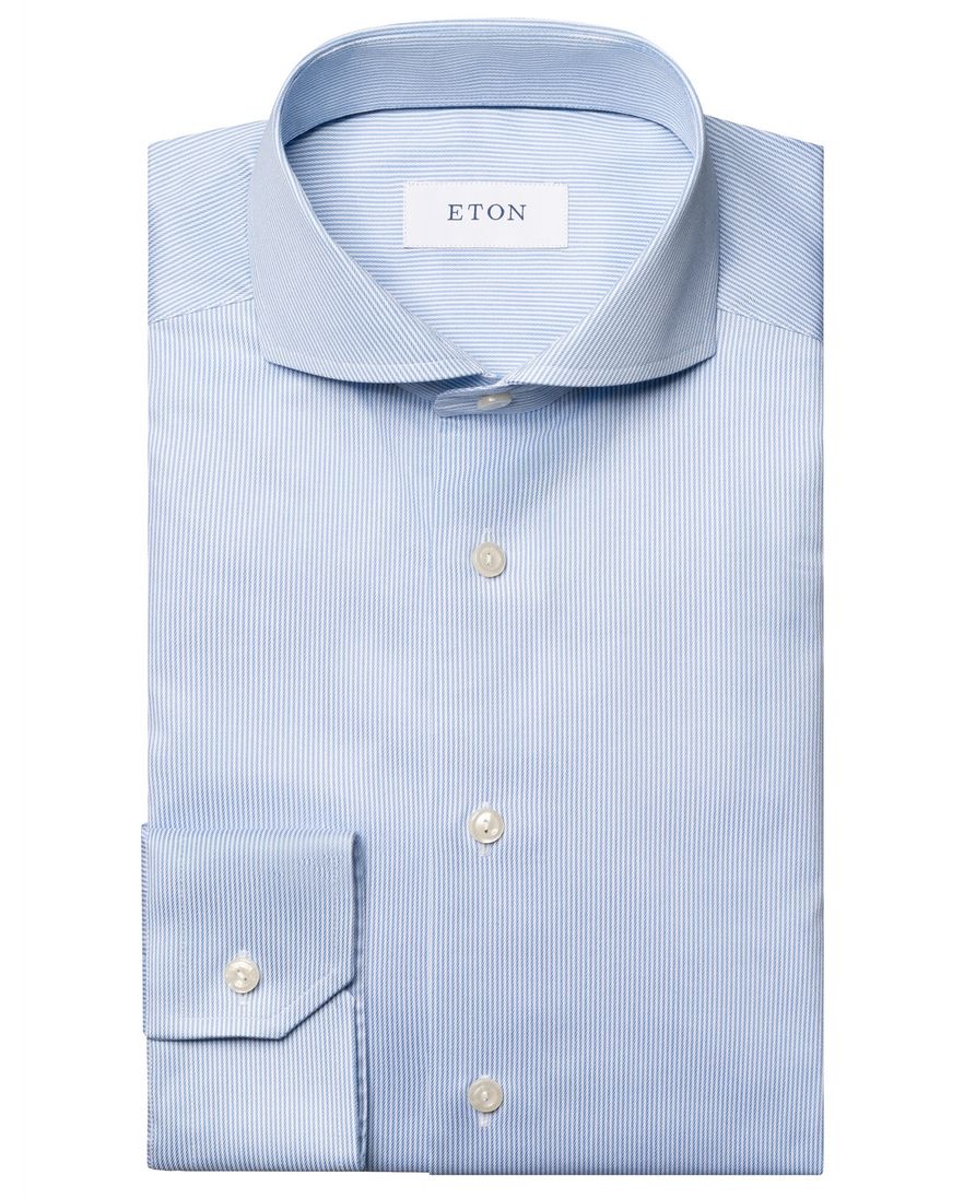 Eton overhemd lichtblauw Fine Stripe Signature Twill slim fit