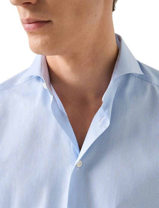 Eton overhemd lichtblauw Fine Stripe Signature Twill Sh