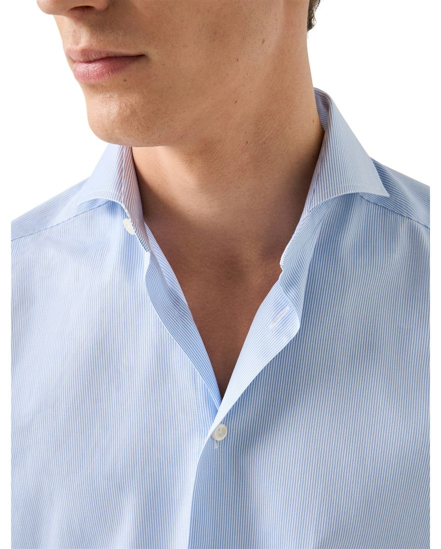 Eton overhemd lichtblauw Fine Stripe Signature Twill slim fit
