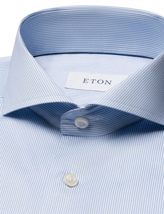 Eton overhemd lichtblauw Fine Stripe Signature Twill Sh