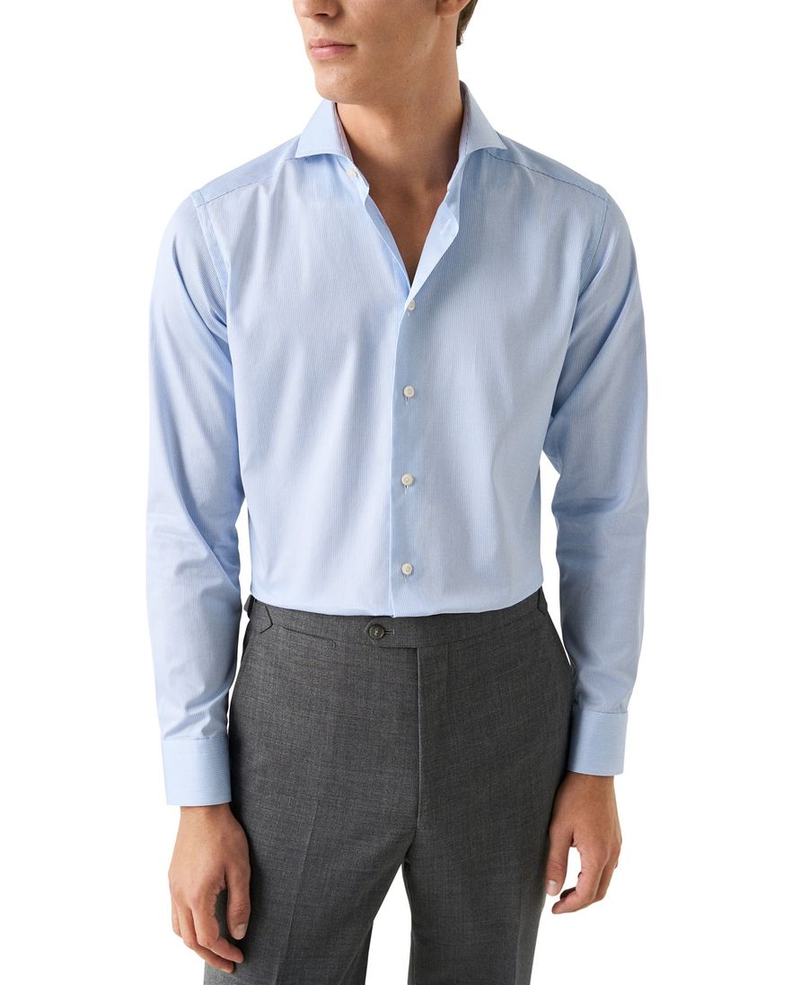 Eton overhemd lichtblauw Fine Stripe Signature Twill slim fit