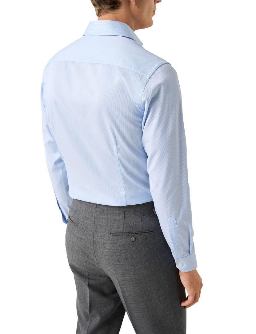 Eton overhemd lichtblauw Fine Stripe Signature Twill lange mouw