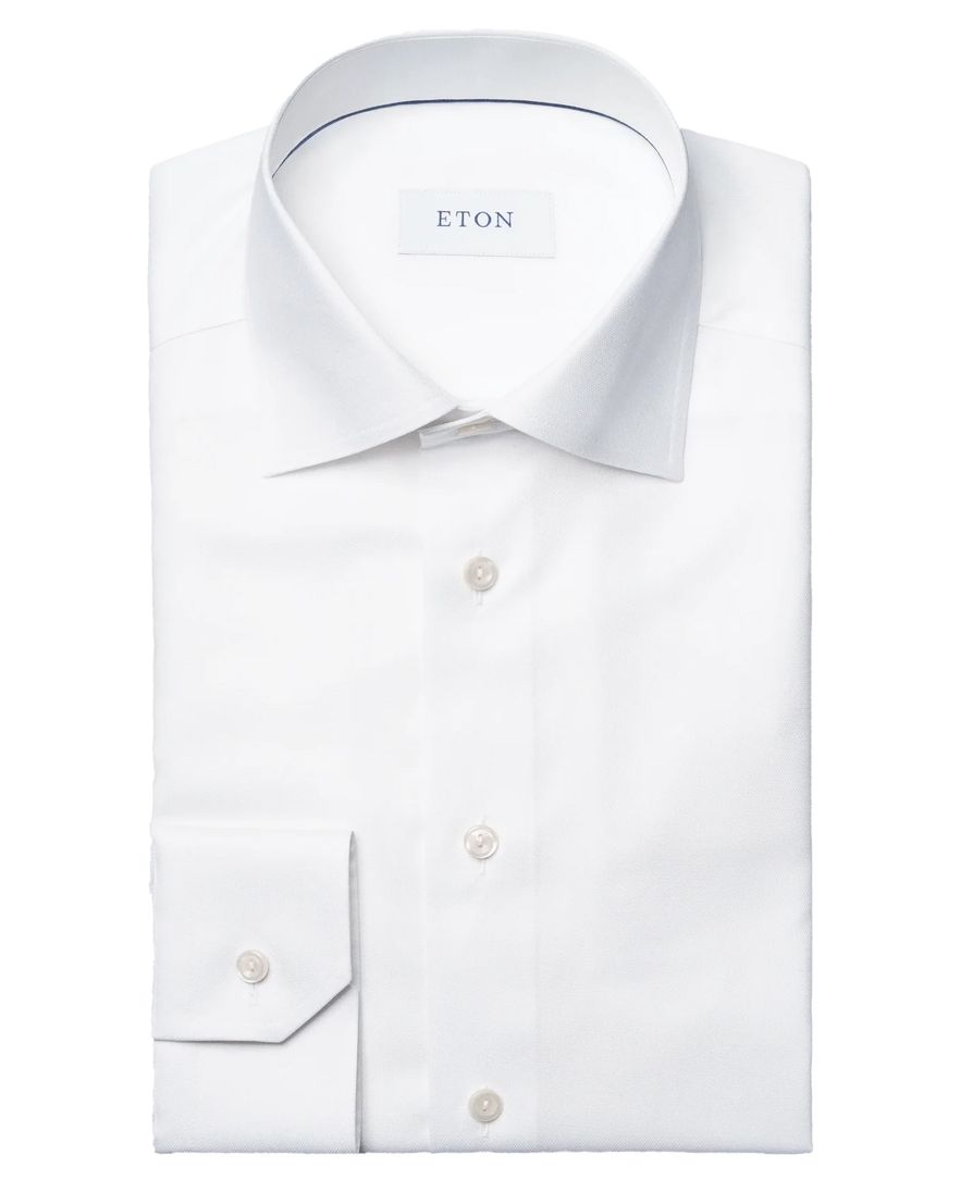 Eton overhemd wit Solid Signature Oxford effen slim fit