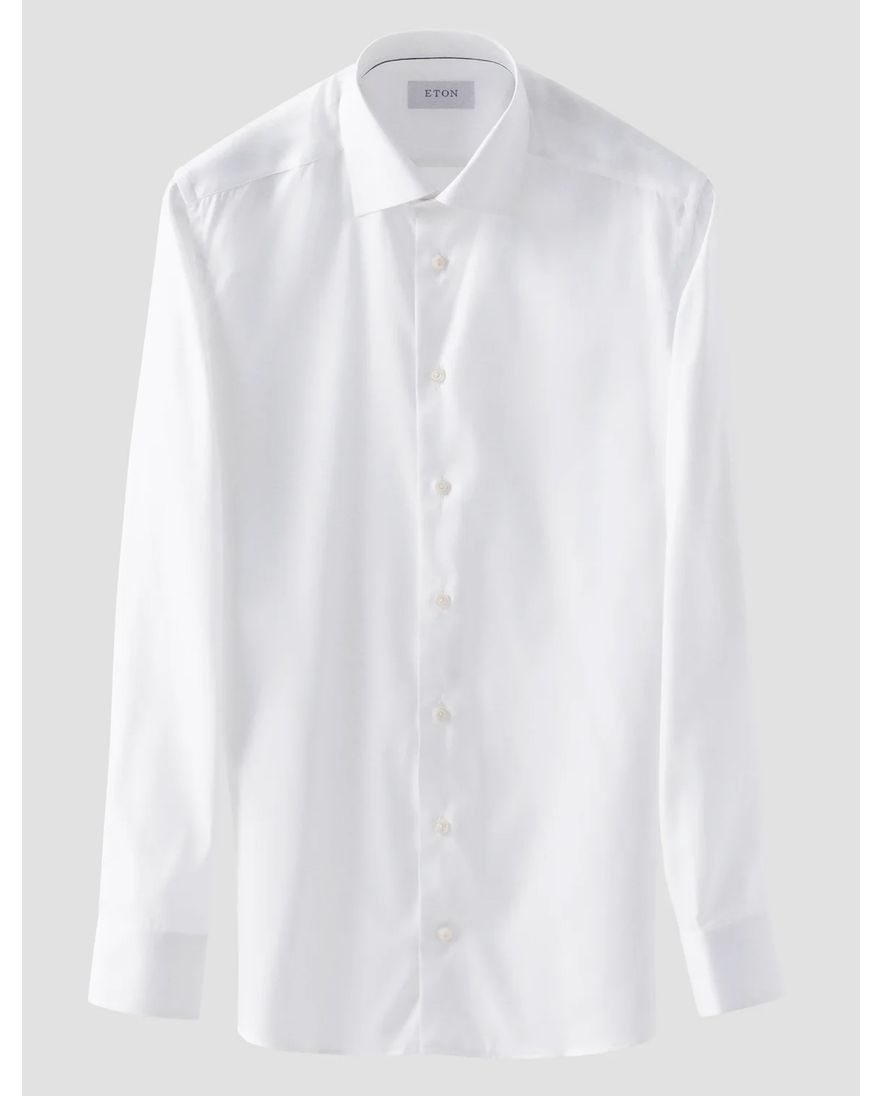 Eton overhemd wit Solid Signature Oxford effen slim fit