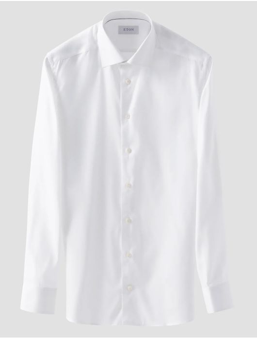 Eton overhemd wit Solid Signature Oxford effen