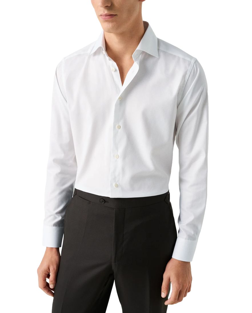 Eton overhemd wit Solid Signature Oxford effen slim fit