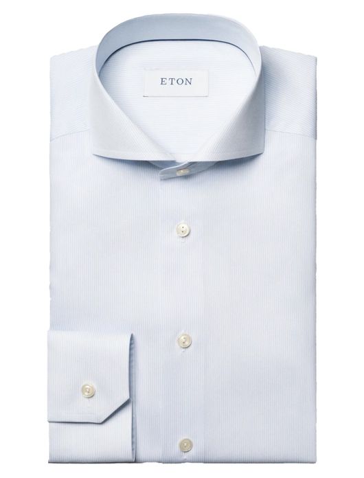 Eton overhemd lichtblauw Fine Striped Twill Shirt