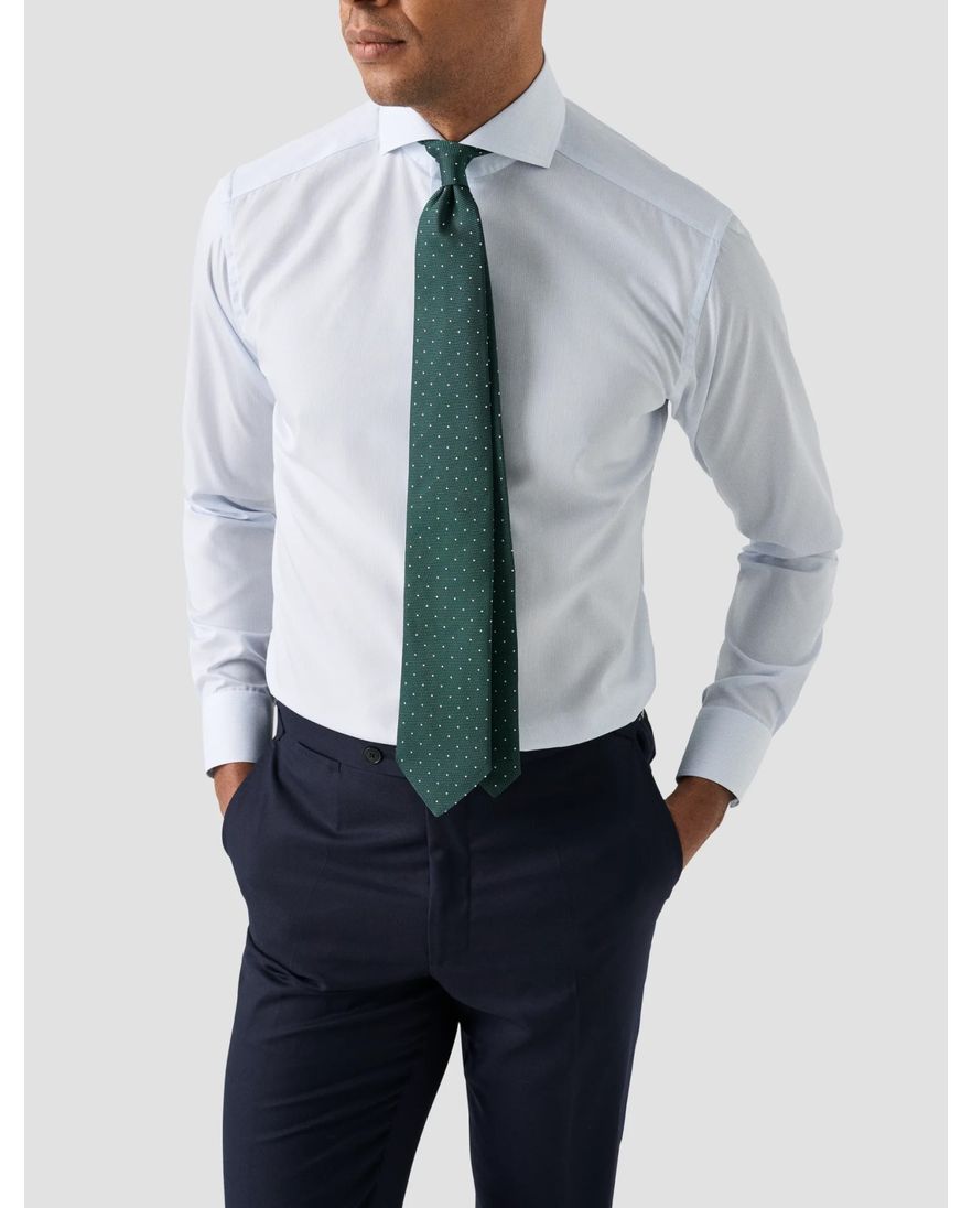 Eton overhemd lichtblauw Fine Striped Twill Shirt cutaway collar