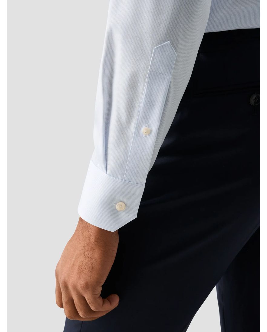 Eton overhemd lichtblauw Fine Striped Twill Shirt cutaway collar