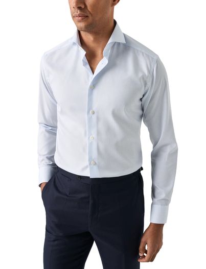 Eton Eton overhemd lichtblauw Fine Striped Twill Shirt slim fit