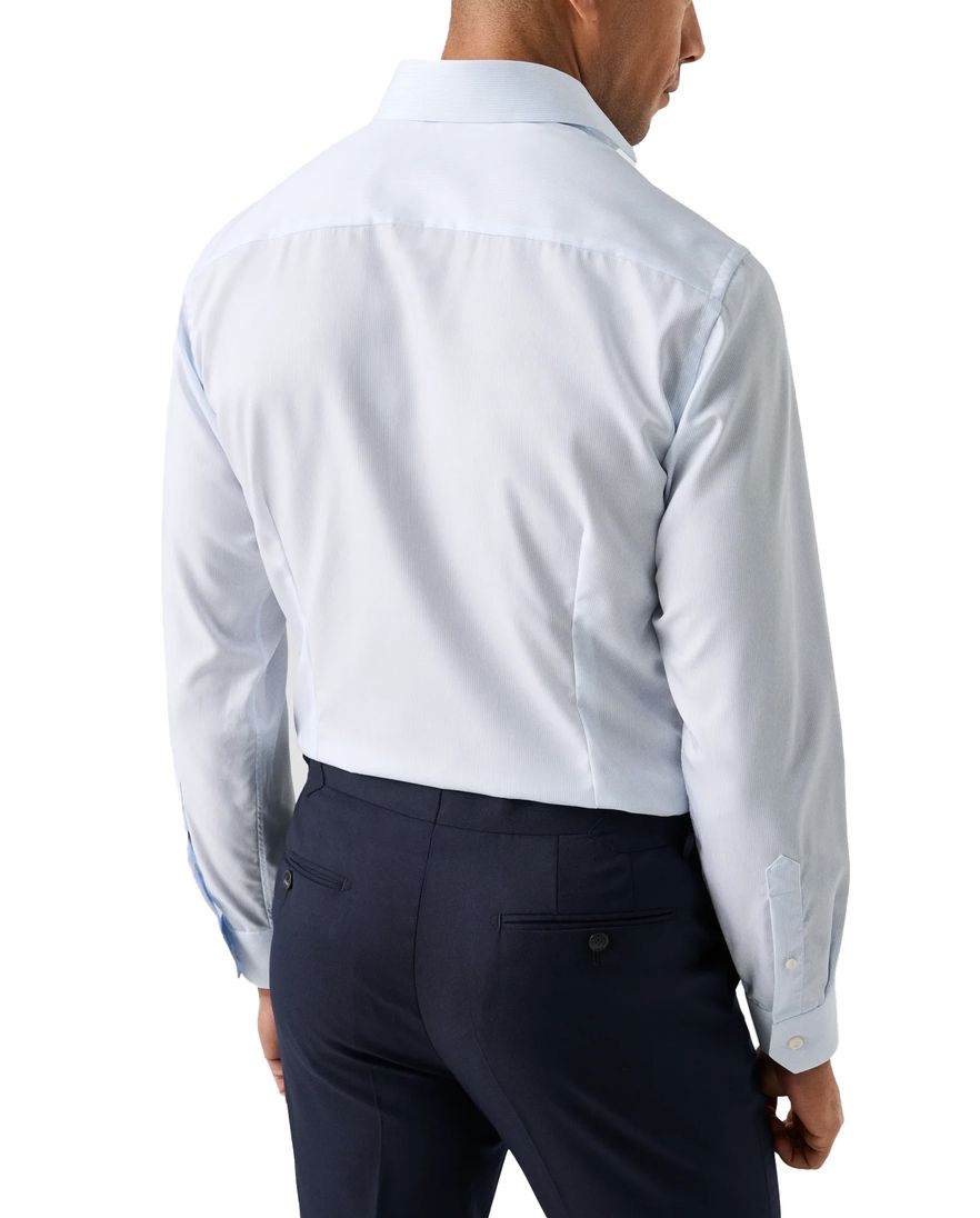 Eton overhemd lichtblauw Fine Striped Twill Shirt cutaway collar