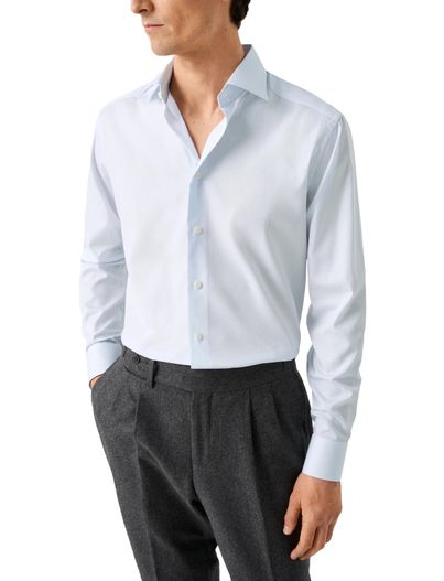 Eton Eton overhemd lichtblauw - wit Fine Striped Twill Shirt