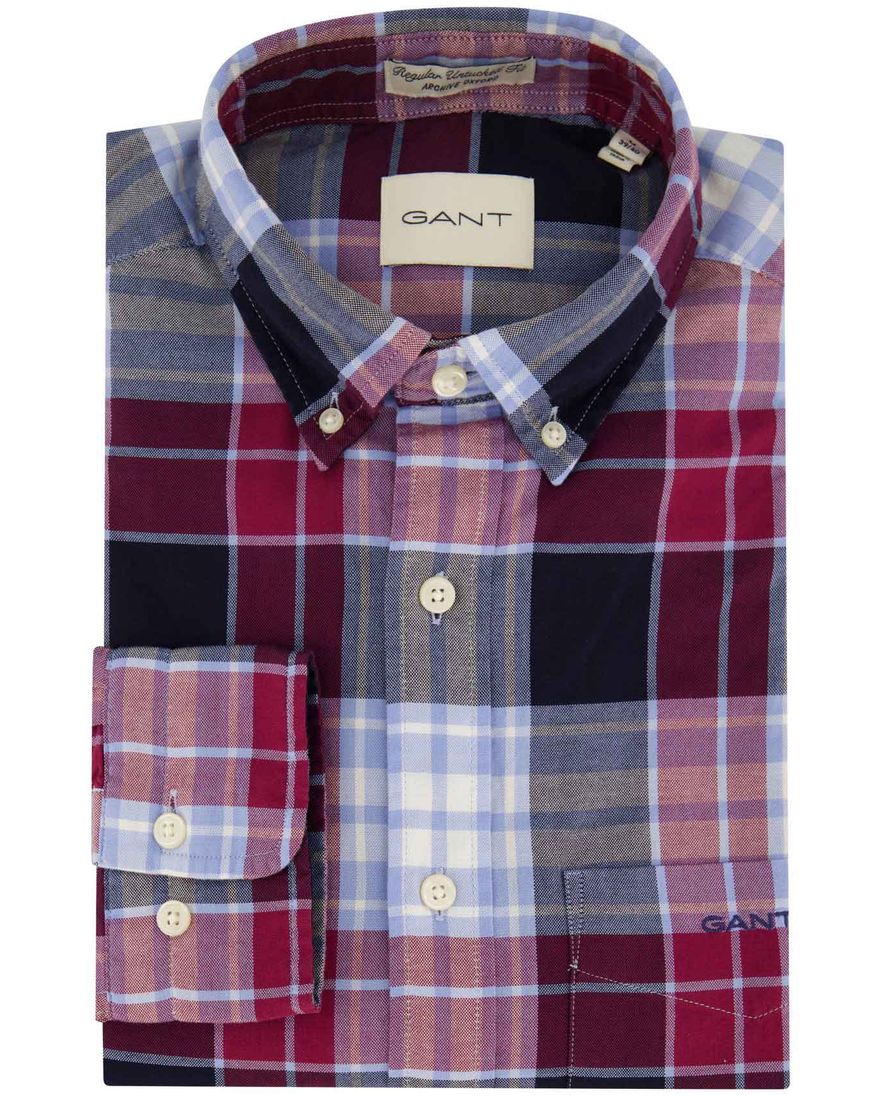 Gant normale fit casual overhemd rood geruit