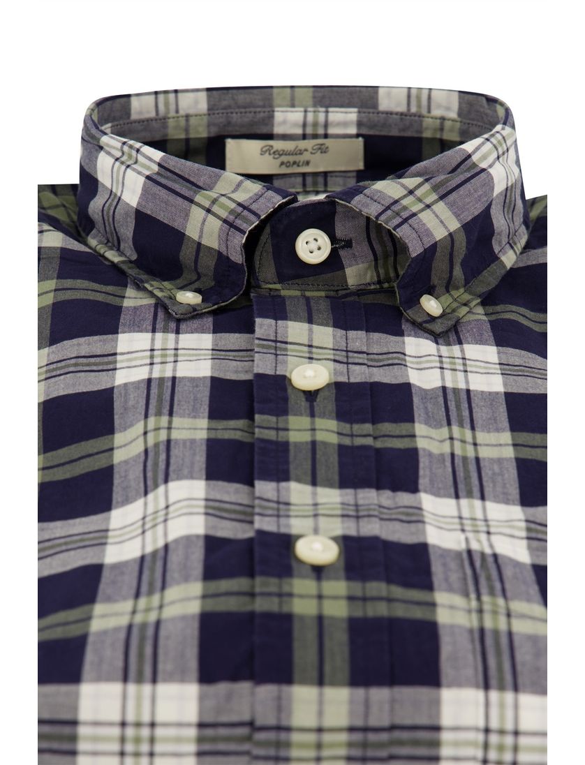Gant overhemd donkerblauw geruit poplin