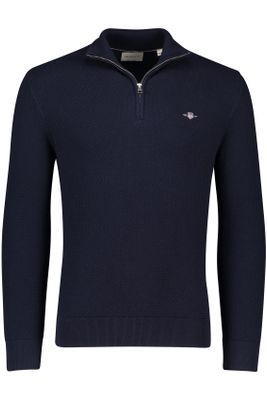 Gant Gant trui donkerblauw half zip katoen