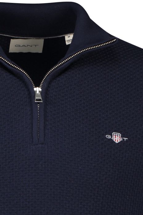 Gant trui donkerblauw half zip katoen
