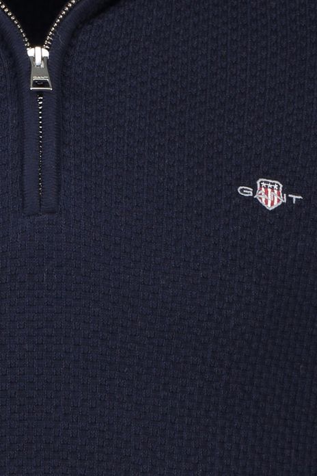 Gant trui donkerblauw half zip katoen