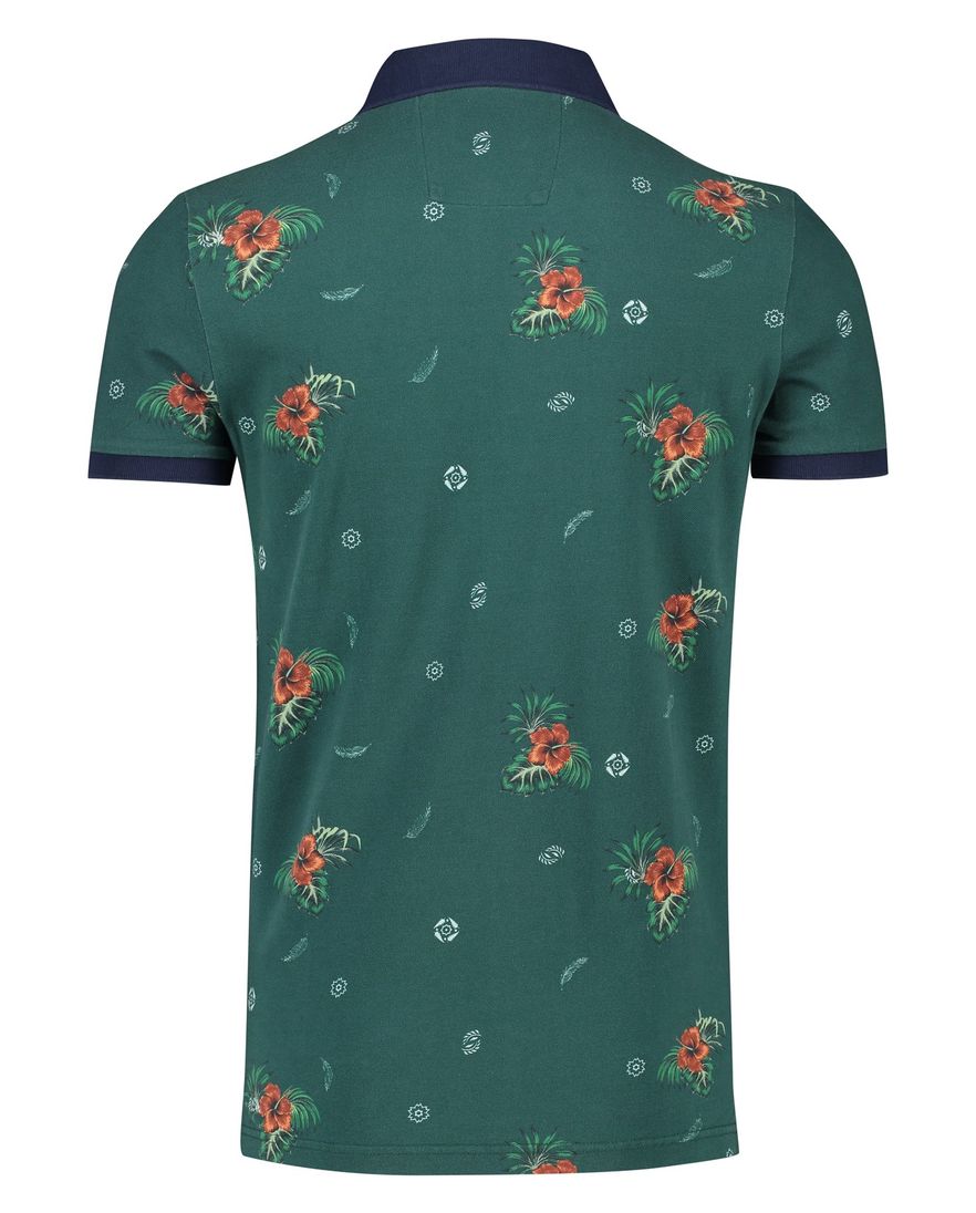 Groen geprint New Zealand Steven polo katoen normale fit