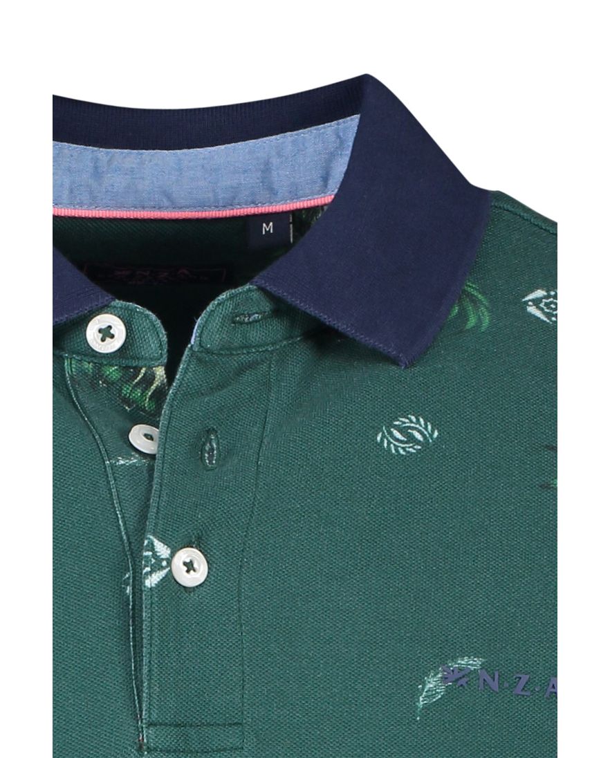 Groen geprint New Zealand Steven polo katoen normale fit